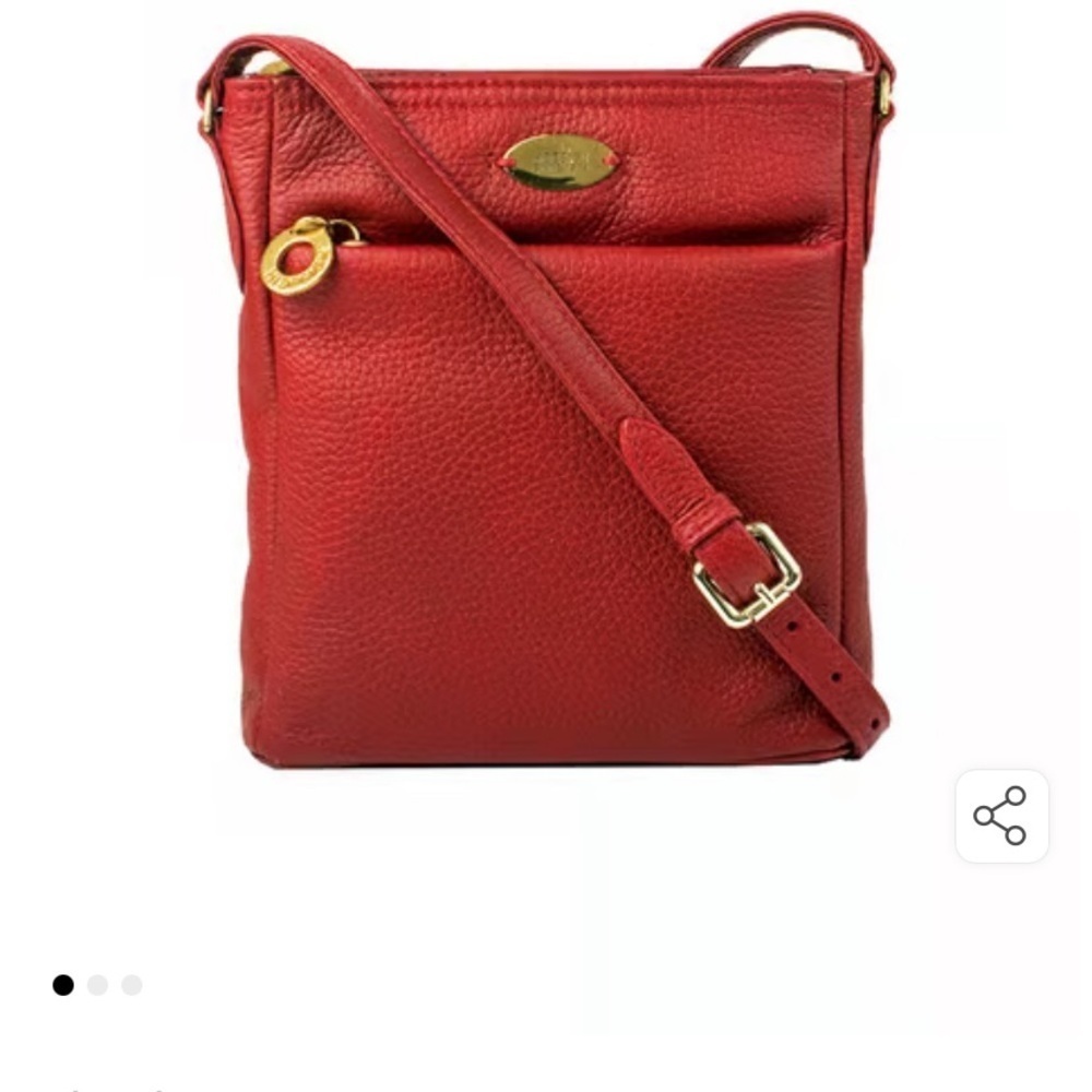 Classic Red Leather Crossbody Bag with Adjustable Strap - Picture 6 of 6